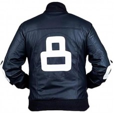 Men’s 8 Ball Black Leather Bomber Jacket